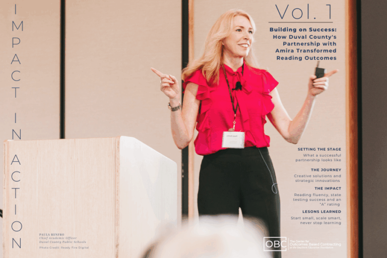 Woman speaking on stage